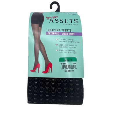 Love Your Assets Sara Blakely Shaping Tights Textured Wishbone Black 2049 Size 3